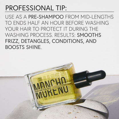 MONCHO MORENO Shine On Me - Anti-Frizz Hair Oil with Argan Oil & Vitamin E, Nourishing and Repairing Serum for Dry, Damaged & Frizzy Hair, Adds Softness and Shine (1.7 Fl Oz)