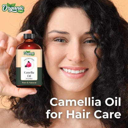 Organic Zing Camellia (Camellia Japonica) Oil - Pure & Natural Carrier Oil for Skincare, Hair Care & Massage