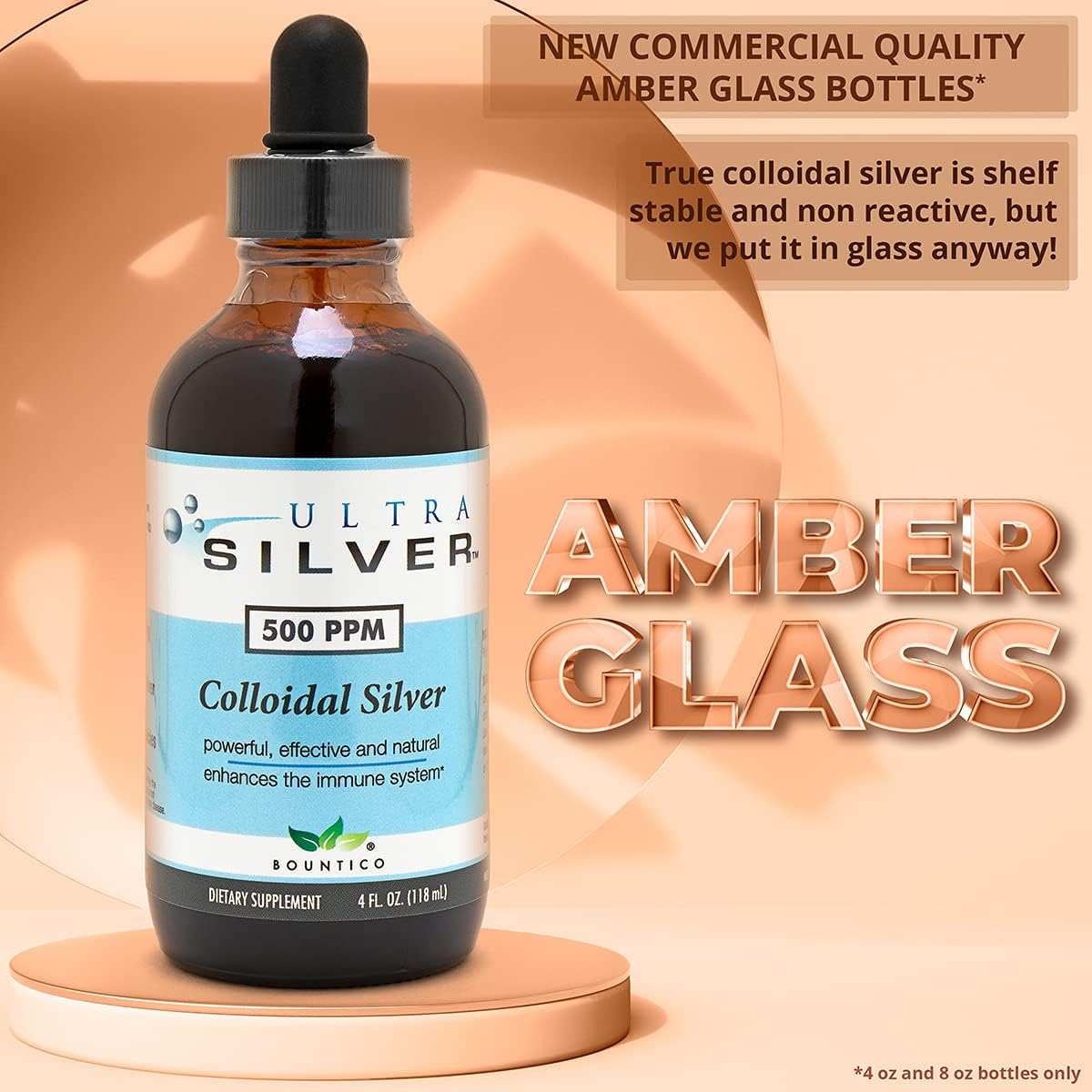 Ultra Silver® Colloidal Silver - 10,000 PPM, 4 Oz (118mL) - Mineral Supplement - True Colloidal Silver - with Dropper