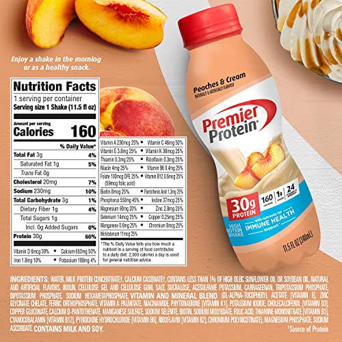 Premier Protein Shake 30g 1g Sugar 24 Vitamins Minerals Nutrients to Support Immune