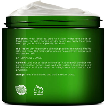 New York Biology Tea Tree Oil Foot Cream for Dry Cracked Feet, Athletes Foot, Nail Fungus