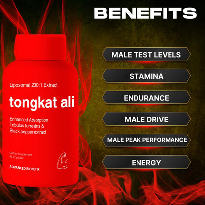 Advanced Bionetix Liposomal Longjack Tongkat Ali Extract Capsules - Powerful Pure Extract - Strength, Drive, Performance & Muscle Mass