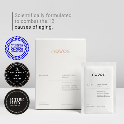Novos Core Orange + Vital Chews + Boost NMN – Advanced Longevity System - Drink Mix, Chews & Capsules for Cellular Energy, Organ Health & DNA Support