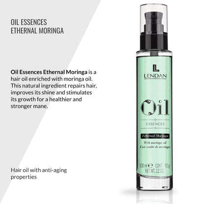 Lendan - Hair Oil with Moringa Oil - Oil Essences Ethernal Moringa - 100 ml - Hair Serum - Hair Rejuvenator - Hydrates, Nourishes, and Strengthens Hair
