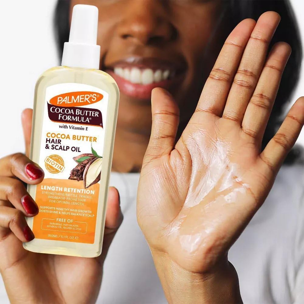 Palmer's Cocoa Butter & Biotin Length Retention Hair and Scalp Oil, 5.1 Fl Oz (Packaging May Vary), (Pack of 2)