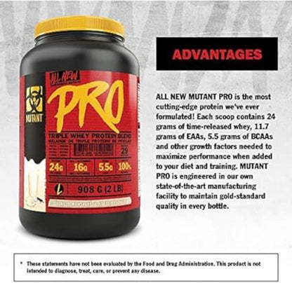 Mutant Pro - Triple Whey Protein Supplement - Time-Released for Enhanced Amino Acid Absorption