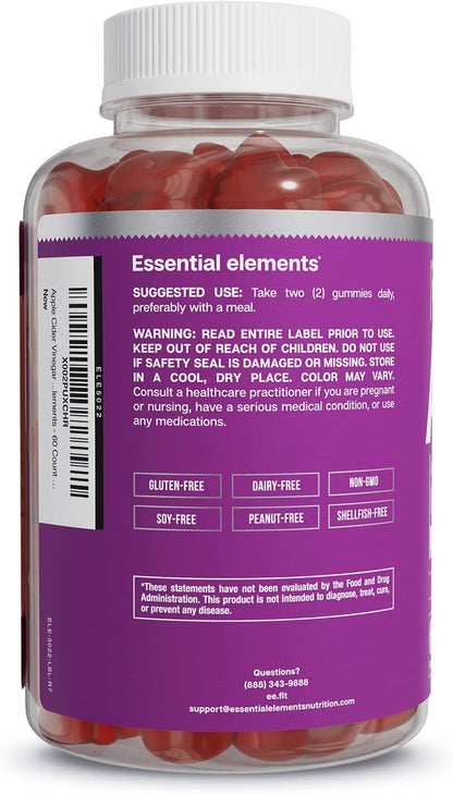 Essential Elements Apple Cider Vinegar Gummies from The Mother - Naturally-Sourced