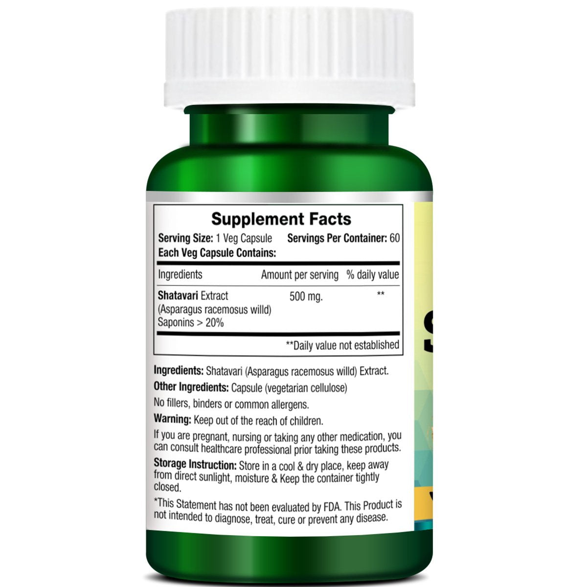 Morpheme Shatavari (Asparagus Racemous) 500mg Extract 60 Veg Caps - 6 Bottles