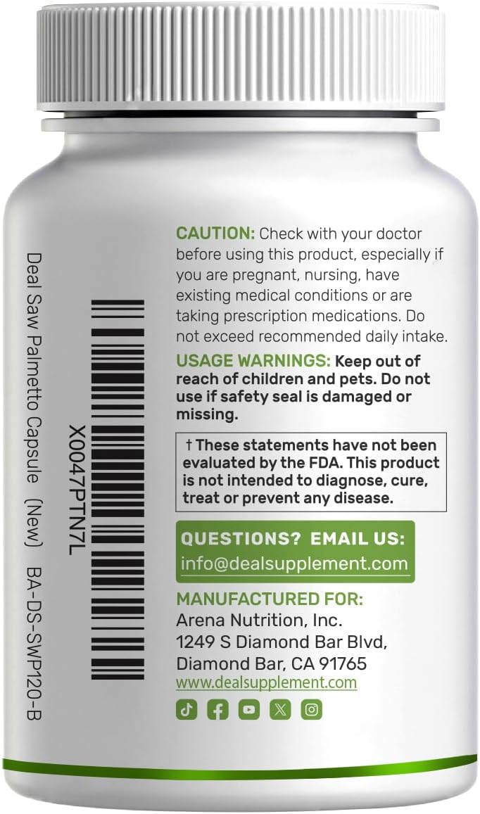 Saw Palmetto Supplement with Pumpkin Seed, 300 Capsules - Promotes Prostate Health - DHT Blocker - Hair Growth Vitamins, Maintain Normal Urinary Frequency