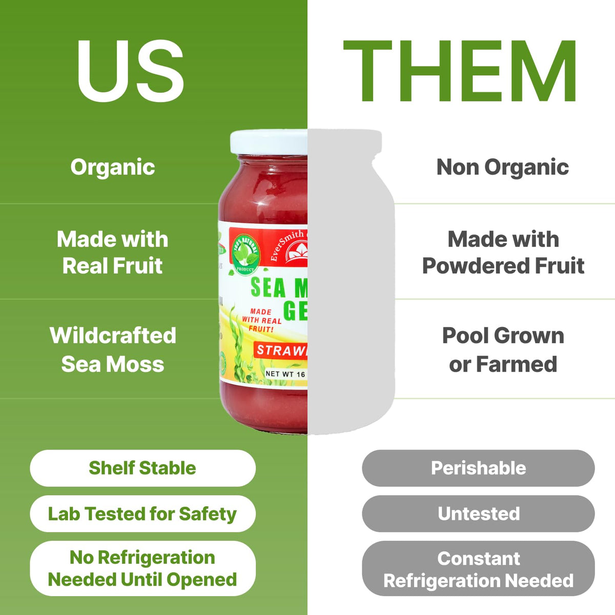 EverSmith Organics - Wildcrafted Irish Sea Moss Gel - Made in USA - Rich in Vitamins