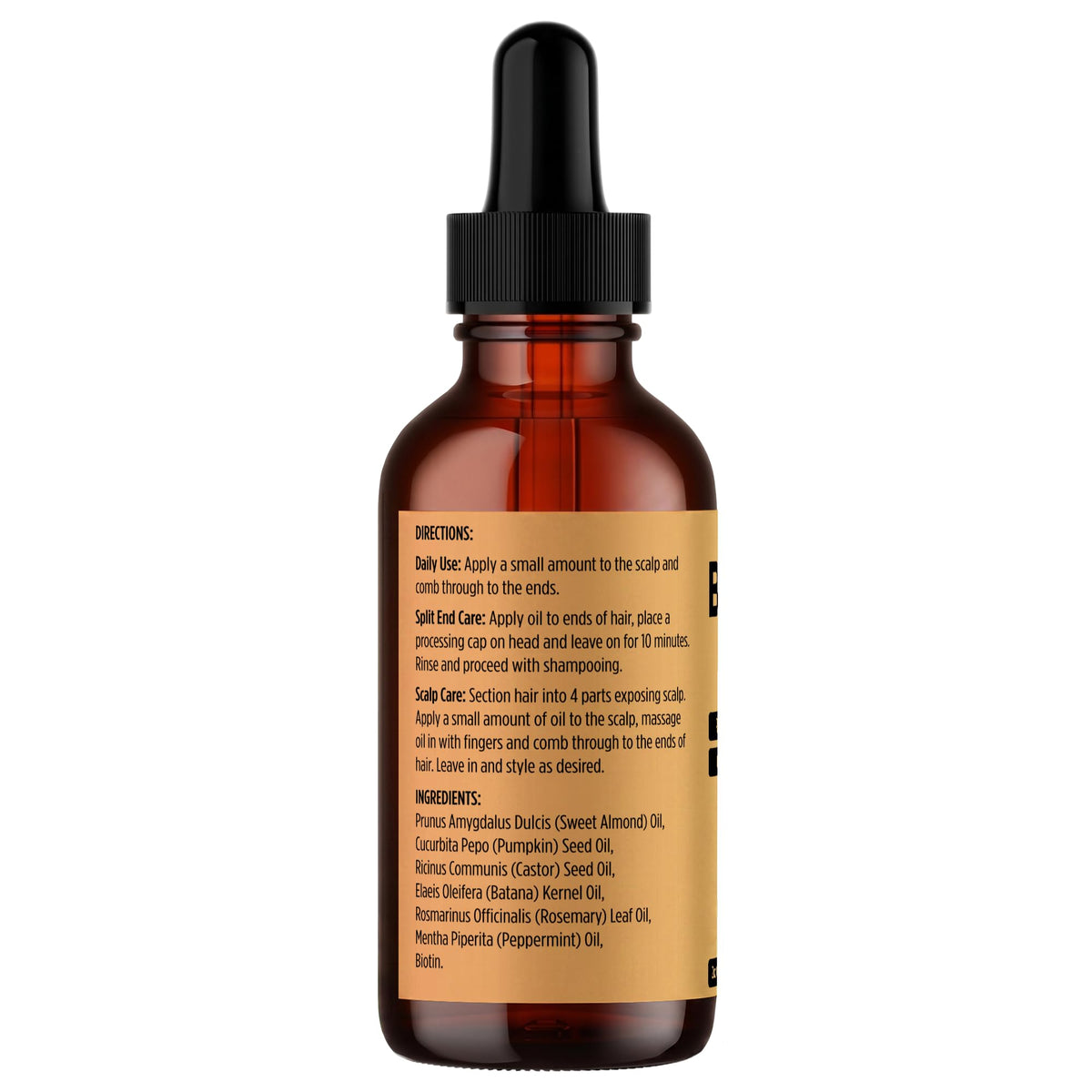 PRIME NATURAL Hair Oil - Batana, Rosemary, Pumpkin Seed, Castor, Almond & Peppermint Oil - Biotin Infused Frizzy & Dry Scalp Care - 2oz