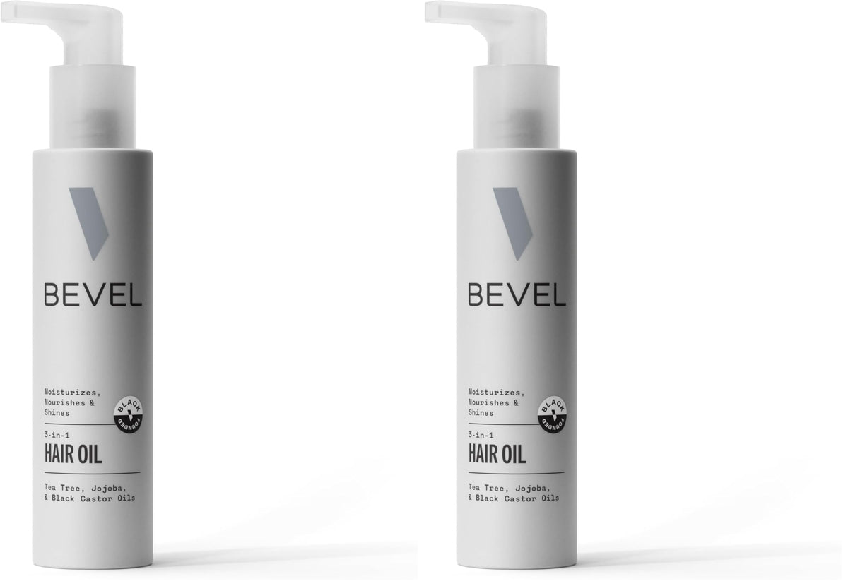 Bevel Essentials 3-in-1 Hair & Scalp Styling Oil for Curly Hair with Tea Tree Oil, Jojoba Oil, and Jamaican Black Castor Oil, 3.4 fl oz (Packaging May Vary) (Pack of 2)