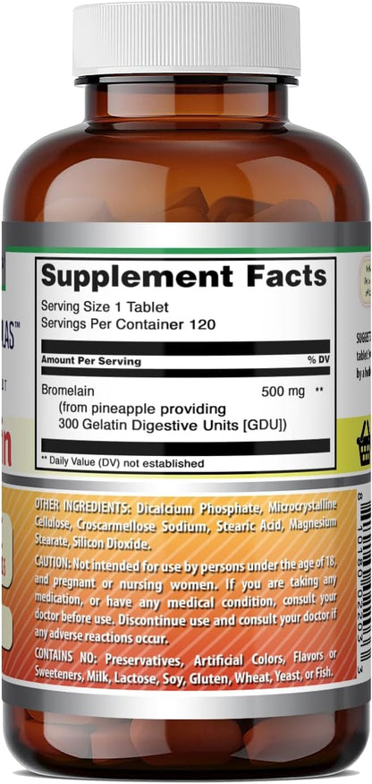 Amazing Formulas Bromelain 500 Mg - Tablets Supplement - Non-GMO - Gluten-Free - Made in USA (Pack of 1 - 240 Count)