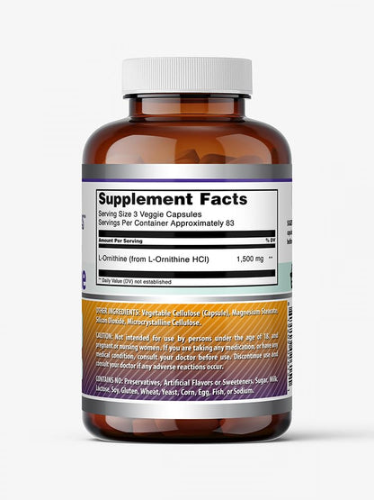 Amazing Formulas L-Ornithine 1500 Mg Per Serving Veggie Capsules Supplement - Non-GMO - Gluten Free - Made in USA (120 Count)