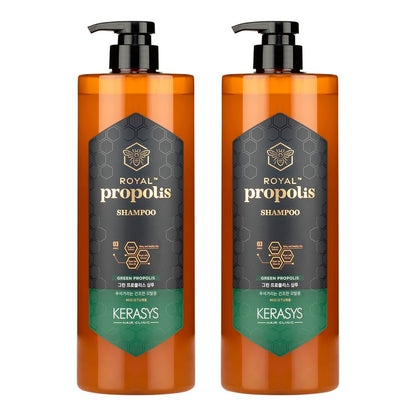 Kerasys Propolis Royal Jelly Extract Green Tea Olive Oil Shiny and Healthy Hair Propolis Green Moisture 33.8 fl oz / 1L (Shampoo, 2-Pack)