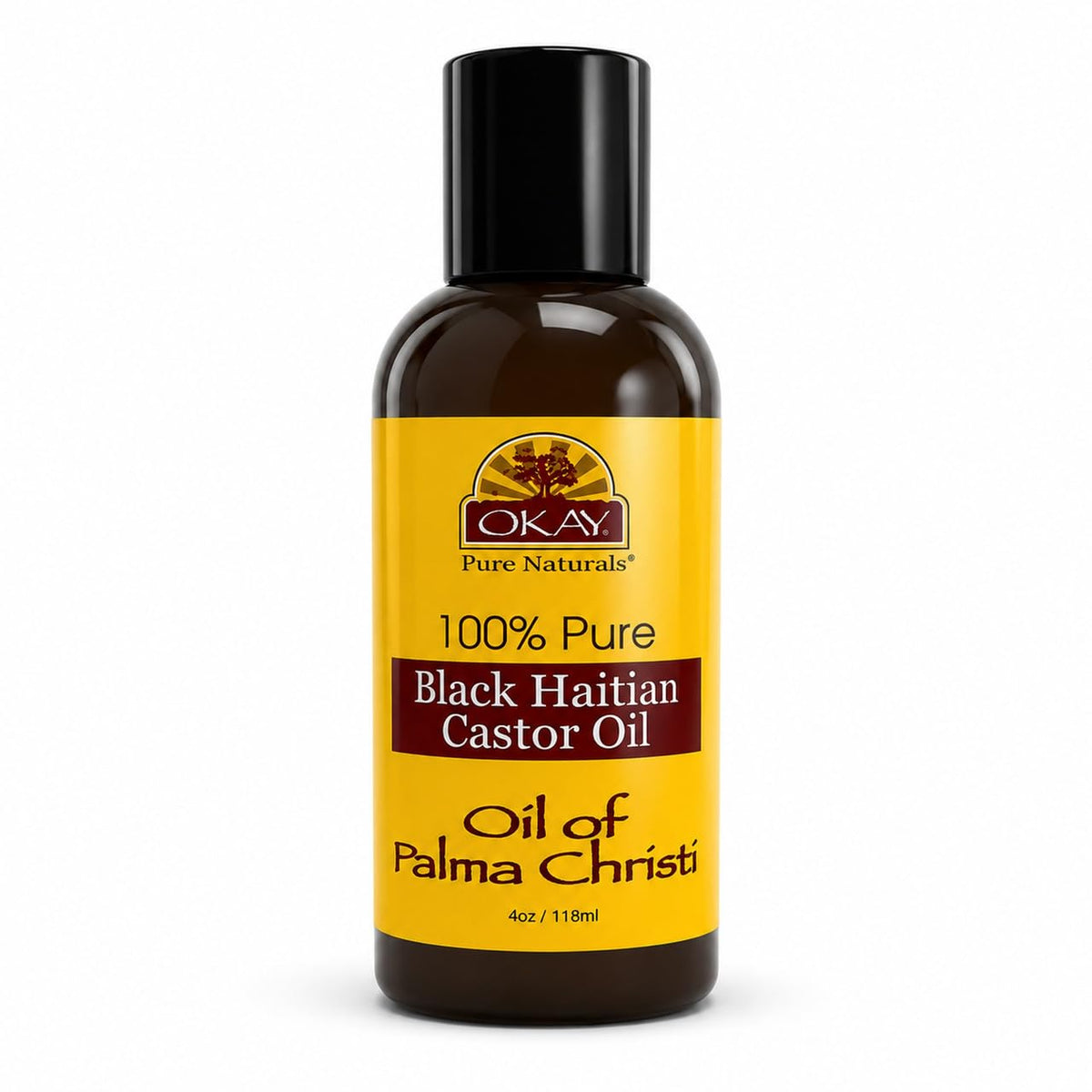 OKAY Pure Naturals Black Haitian Castor Oil - Castor Oil for Hair Health for Men & Women, Moisture for Skin, Body, Scalp, Eyelashes, Eyebrows - 4 oz Glass Bottle (Pack of 1)