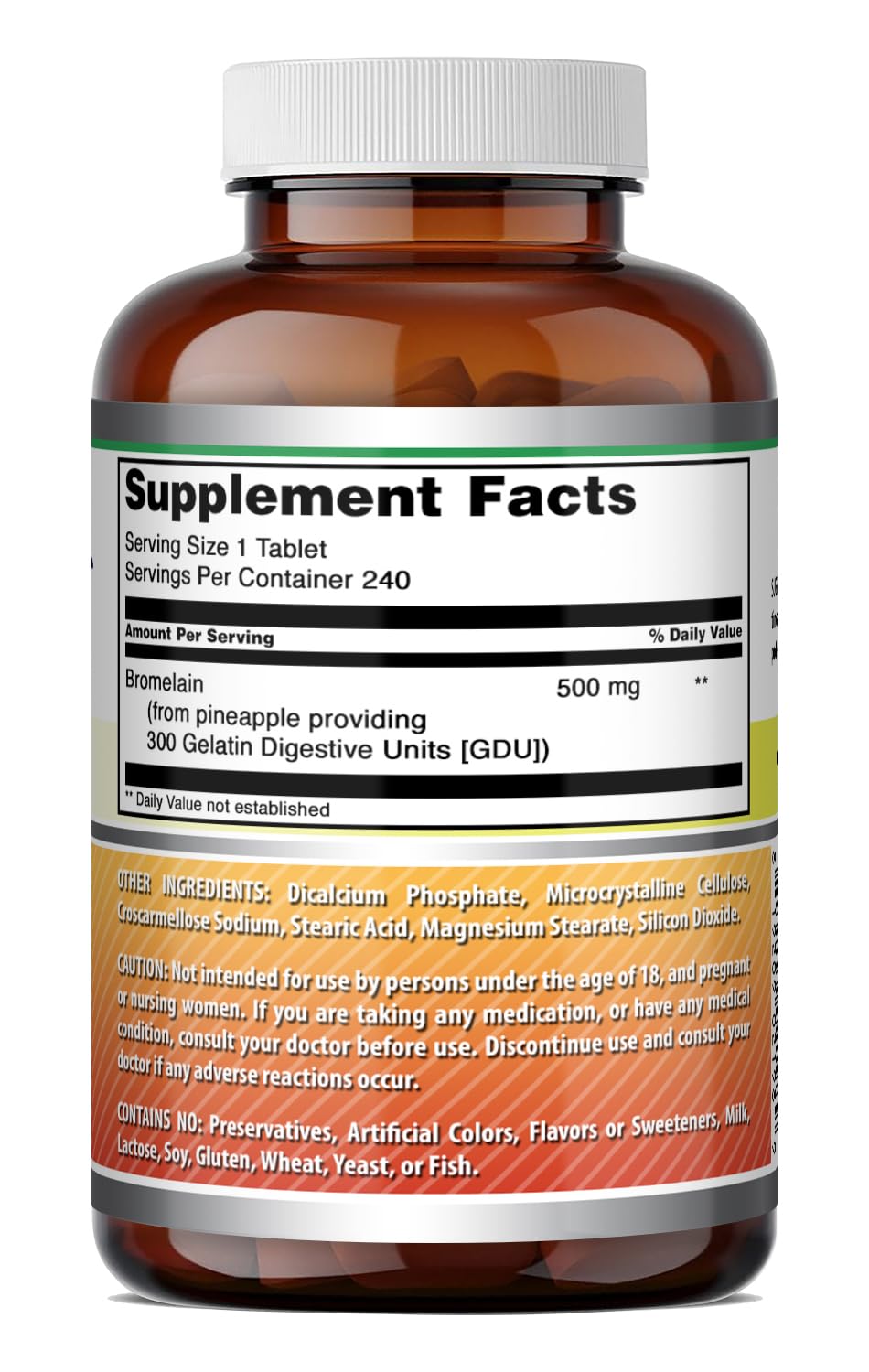 Amazing Formulas Bromelain 500 Mg - Tablets Supplement - Non-GMO - Gluten-Free - Made in USA (Pack of 1 - 240 Count)