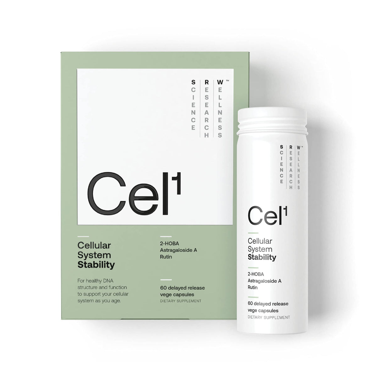 SRW Laboratories Cel¹ Stability - Stem Cell Supplement with 2-HOBA - Supports Stress Defence, DNA Structure & Youthful Cell Function - 60 Capsules