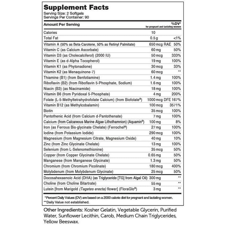YHN Prenatal DHA, Prenatal Vitamins for Mother and Child, Certified Kosher, 180 Count