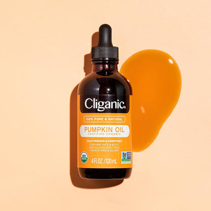 Cliganic Organic Pumpkin Seed Oil, 100% Pure - For Face & Hair - Natural Cold Pressed Unrefined