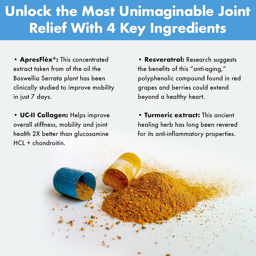 Advanced Joint Support Dietary Supplement with Turmeric, UC - II Collagen, Resveratrol