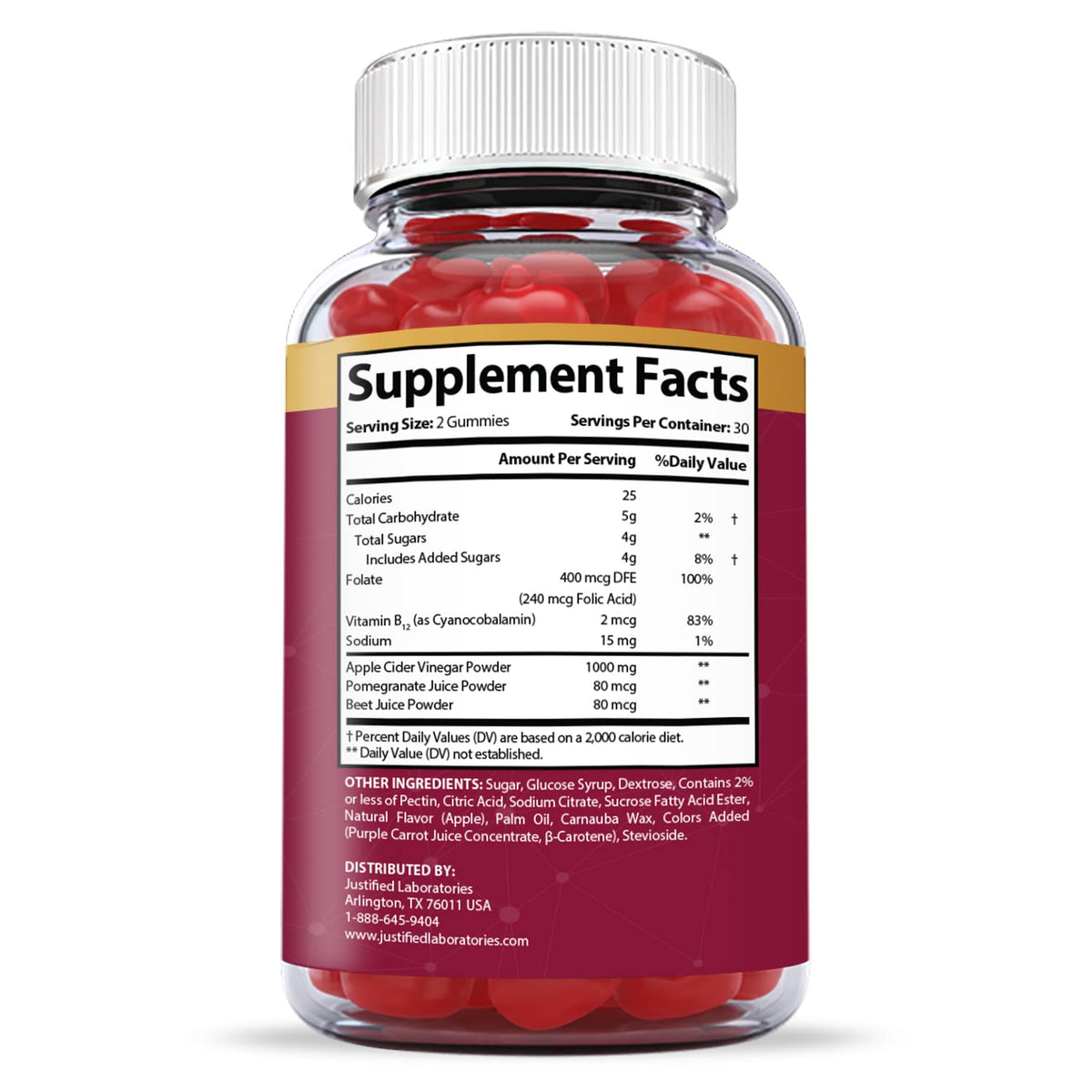 Justified Laboratories (2 Pack) Great Results Keto ACV Gummies 1000MG