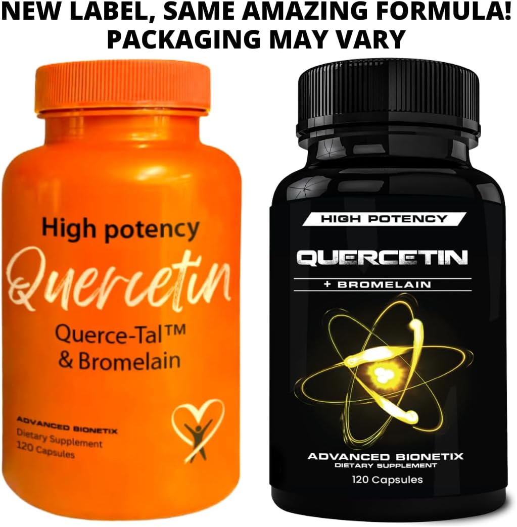 Advanced Bionetix Querce-Tal™ Quercetin + Bromelain 120 Veg Capsules - High Potency Enhanced Absorption Bioavailability. Supports Anti-Oxidant, Flare up Events, Heart Immune Health, Packaging May Vary