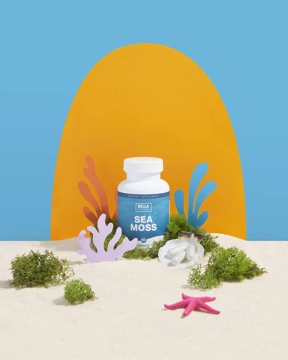 Bella All Natural Sea Moss Vitamins - Pure Sea Moss - Irish Sea Moss, 60 Capsules