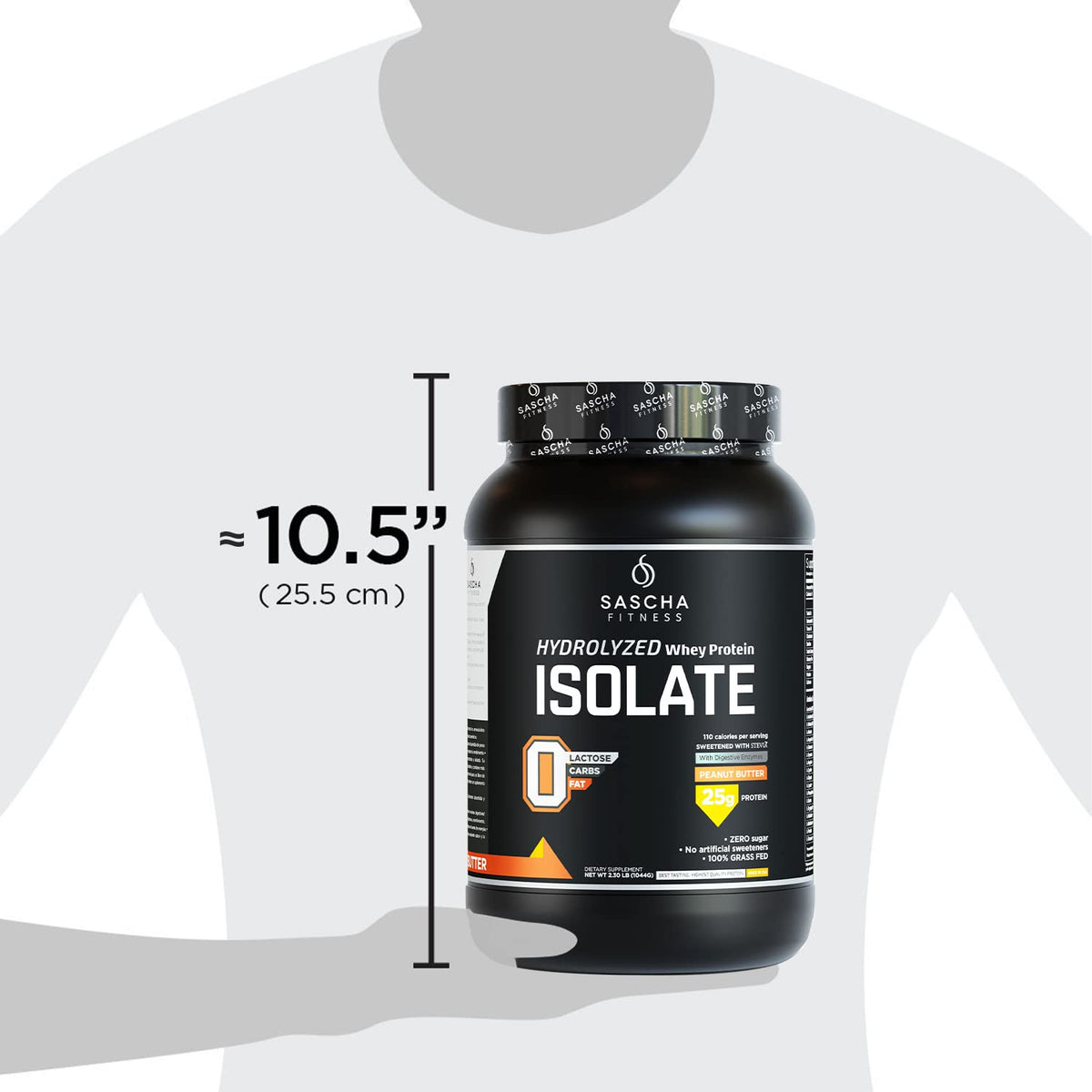 SASCHA FITNESS Hydrolyzed Whey Protein Isolate,100% Grass-Fed ,2.3 Pounds