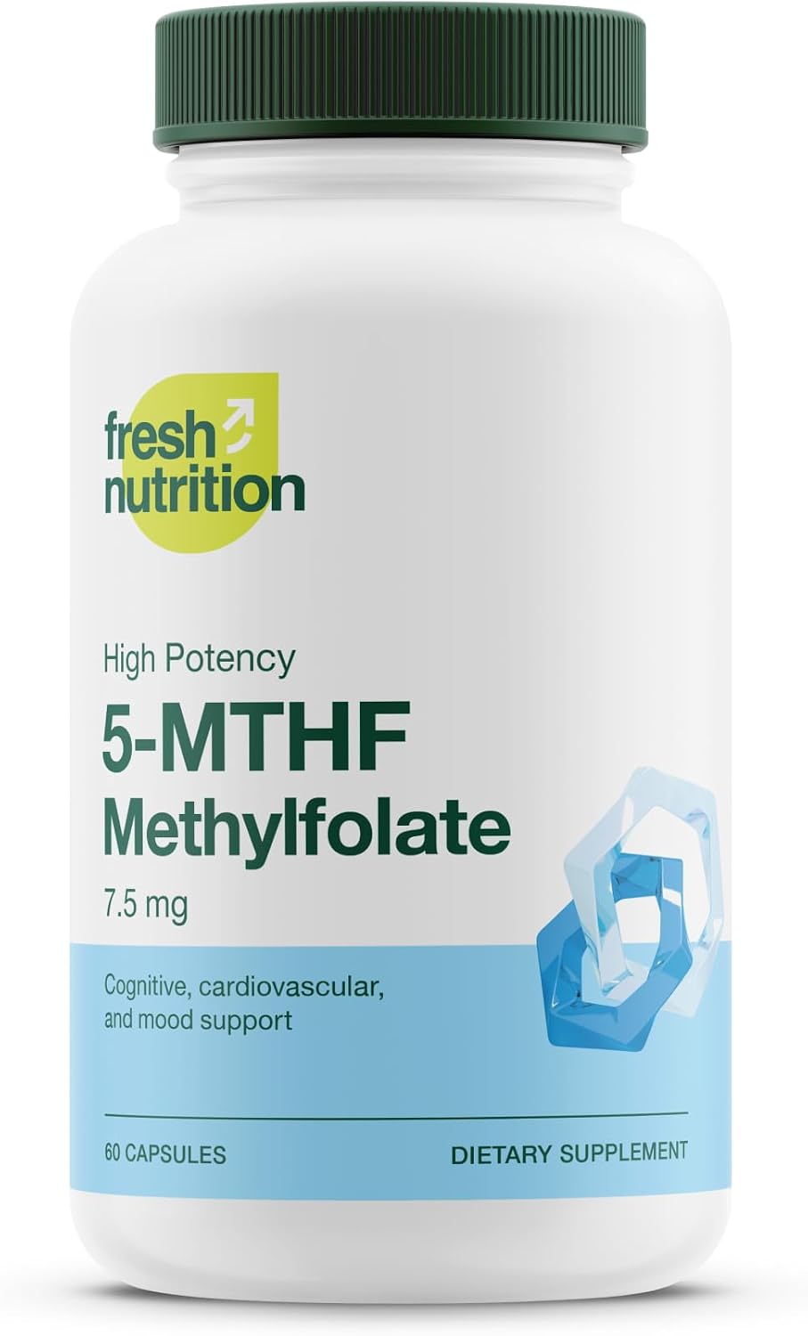 Fresh Nutrition L Methylfolate 7.5mg – DNA Verified for Maximum Potency – Superior Bioavailability – 5-MTHF Methyl Folate - 90 Capsules