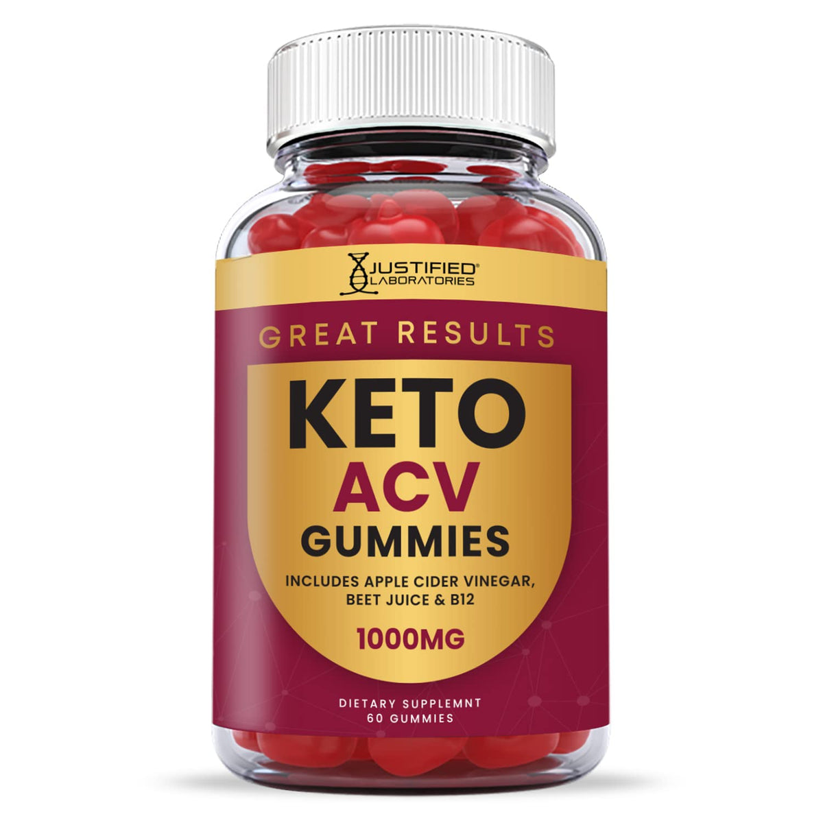 Justified Laboratories (10 Pack) Great Results Keto ACV Gummies 1000MG
