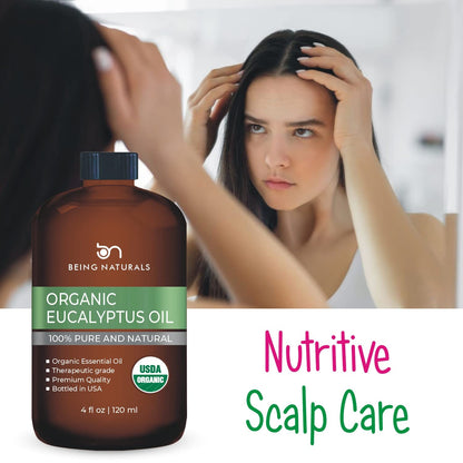 Organic Eucalyptus Essential Oil - Huge 4 FL OZ - 100% Pure & Natural - Premium Natural Oil