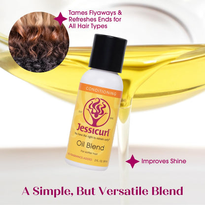 Jessicurl, Oil Blend, No Fragrance Added, 2 Fl oz. Hair Oil for Curly Hair and Frizz Control, Dry Hair Treatment, adds Softness and Shine, with Avocado, Jojoba and Coconut Oil
