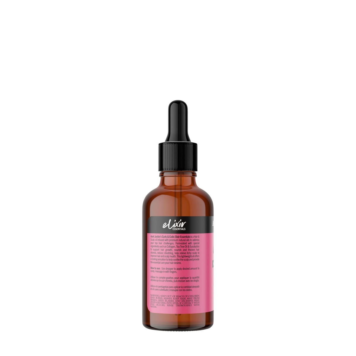 Aunt Jackie's Elixir Essentials Hair & Scalp Oil, Collagen, Tea Tree Oil & Eucalyptus, Thickens & Supports Hair Growth, 2 oz