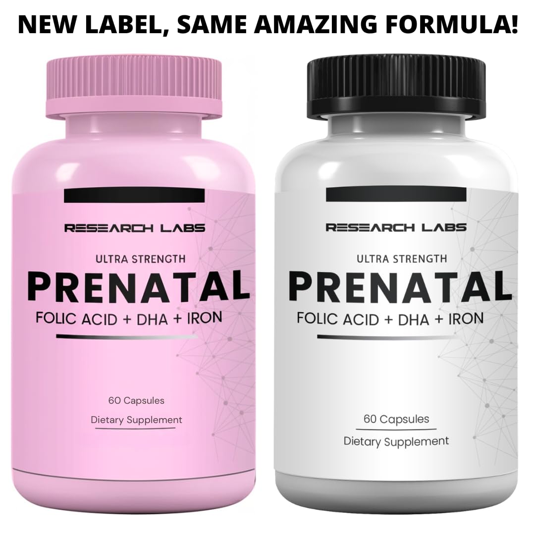 Research Labs Prenatal Vitamins for Women 2 Fer 1 Ad: 6X More Bioavailable Methylated Folate Folic Acid MTHF 5 - Supports Brain Development, Healthy Growth