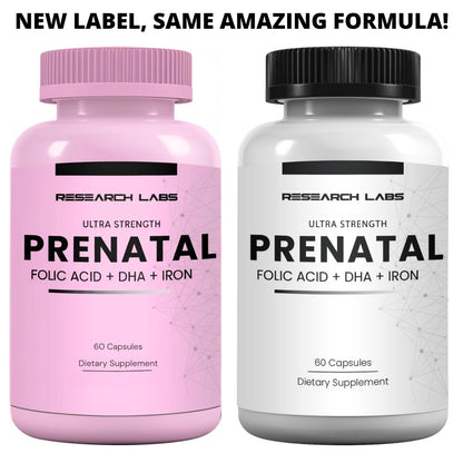 Research Labs Prenatal Vitamins for Women 2 Fer 1 Ad: 6X More Bioavailable Methylated Folate Folic Acid MTHF 5 - Supports Brain Development, Healthy Growth
