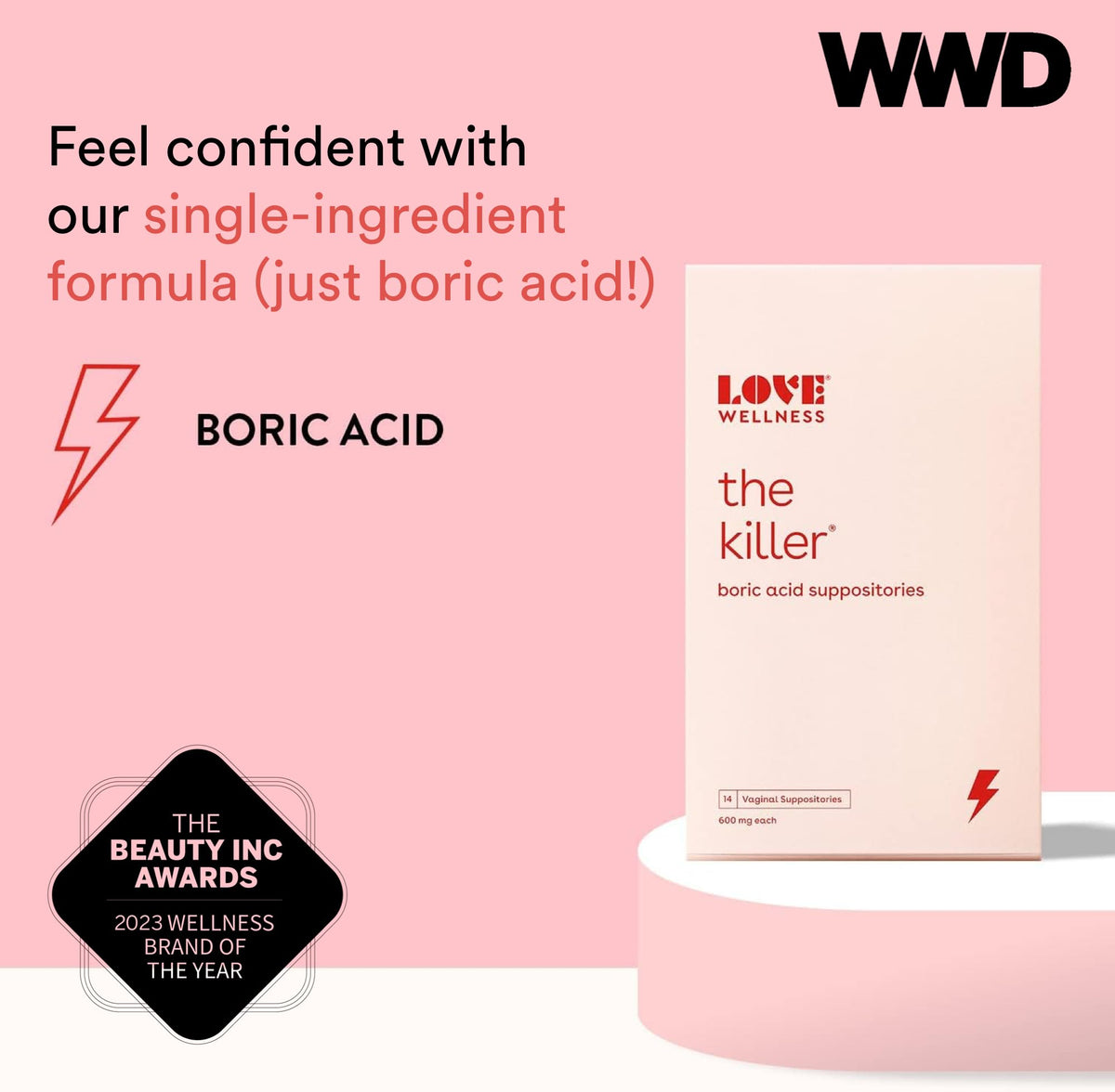 Love Wellness pH Balancing Cleanser & The Killer - Boric Acid Suppositories & Feminine Wash