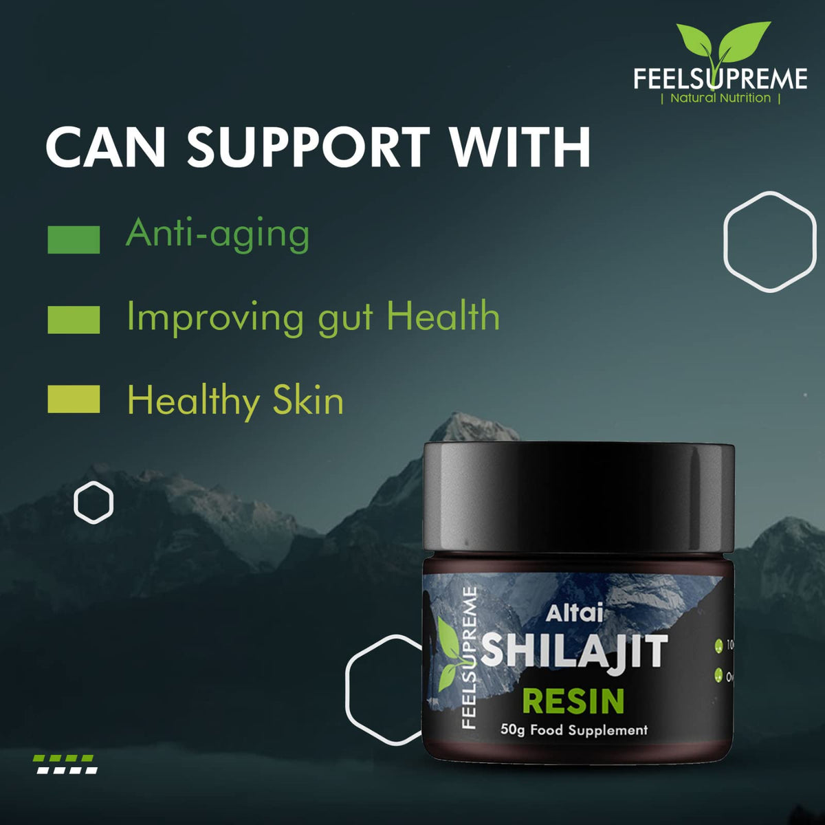 Natural Black Altai Shilajit Resin Large (50g) Pot - 100% Pure Additive Free - 80 Trace