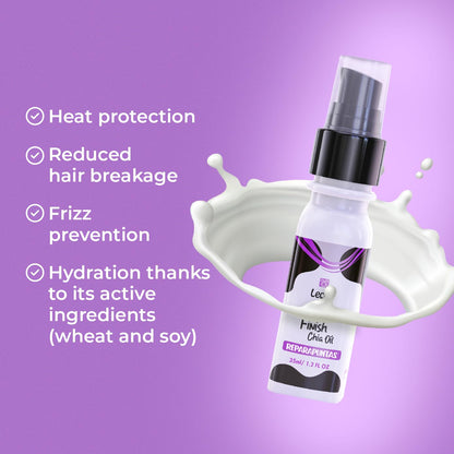 Leche Pal Pelo Traditional - Hair Oil for Frizz Control - Non-Greasy Haircare with Abyssinian Oil, Omega 3, Provitamin B5 - Finish Chia - 1.2 oz