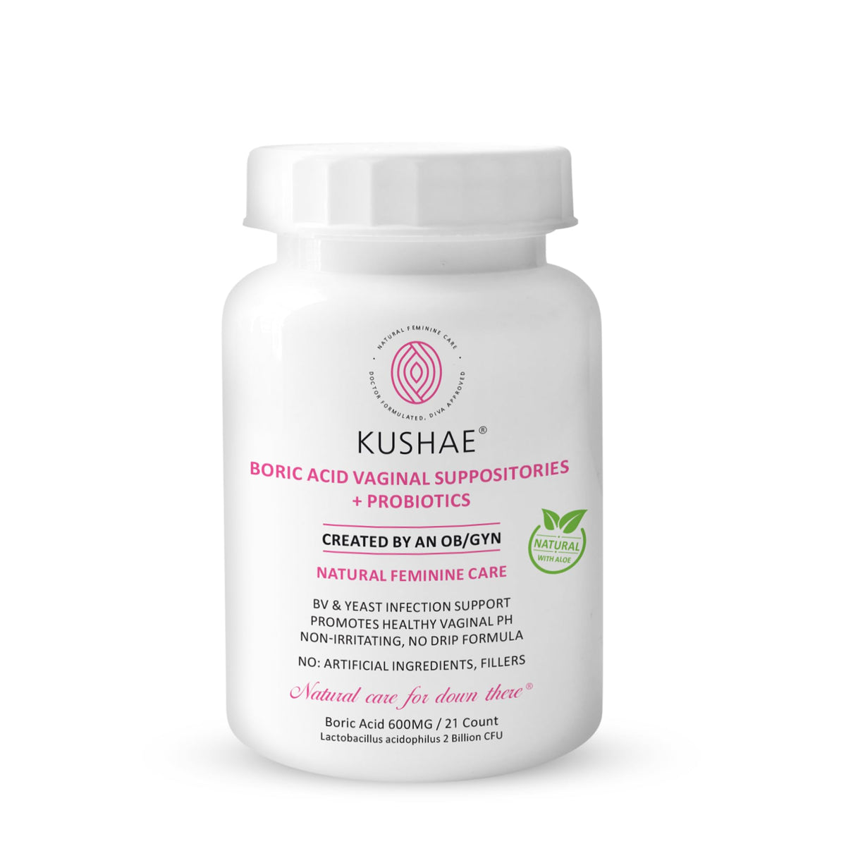 Kushae Boric Acid Suppositories with Applicator, All-Natural Boric Acid Suppositories for Women