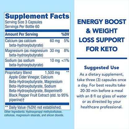 Keto BHB with Apple Cider Vinegar - Reach Ketosis Faster, Boost Energy, Suppress Craving