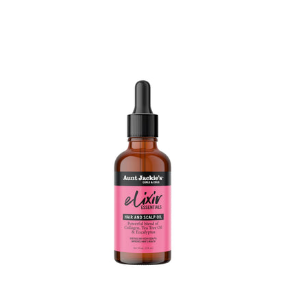 Aunt Jackie's Elixir Essentials Hair & Scalp Oil, Collagen, Tea Tree Oil & Eucalyptus, Thickens & Supports Hair Growth, 2 oz