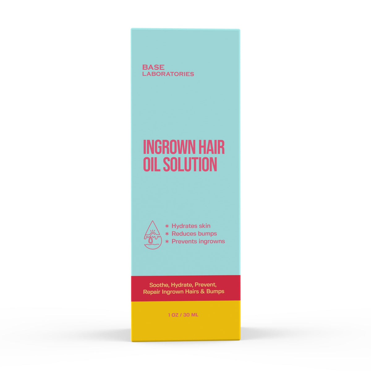 BASE LABORATORIES Ingrown Hair Treatment Oil - Soothing After Shave Oil For Ingrown Hairs, Soothes Razor Bumps for Bikini Area, Legs, Underarms, Neck, Beard & Face - Tea Tree, Jojoba - (1oz x 2) 2PK