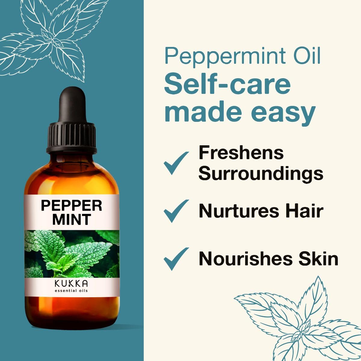 Kukka Peppermint Oil for Hair - Natural Mint Essential Oils - Premium Grade Natural Peppermint Essential Oil