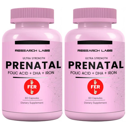 Research Labs Prenatal Vitamins for Women 2 Fer 1 Ad: 6X More Bioavailable Methylated Folate Folic Acid MTHF 5 - Supports Brain Development, Healthy Growth