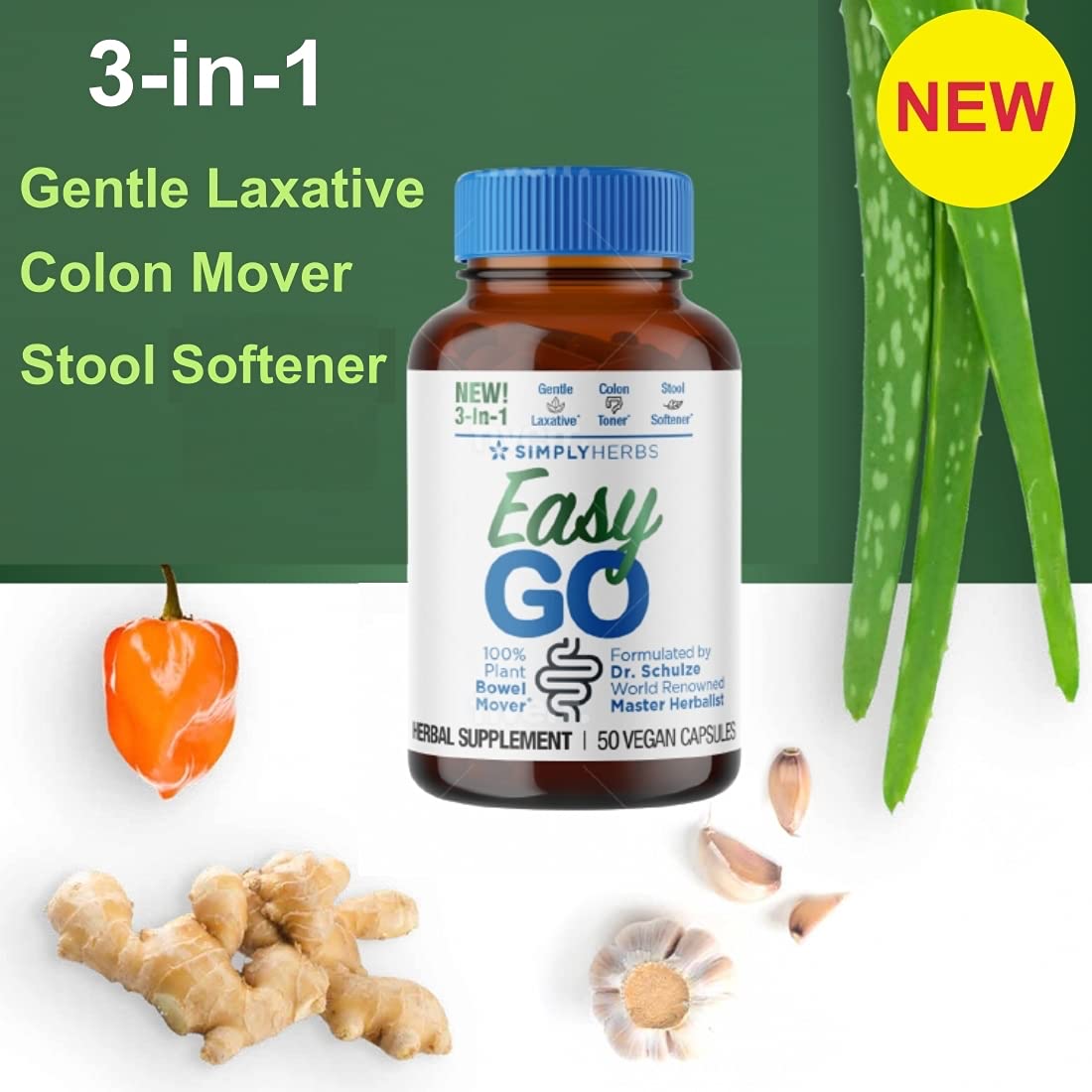 Dr. Schulze's Easy GO Bowel Mover - Formulated Gentle Laxative, Colon Toner & Stool