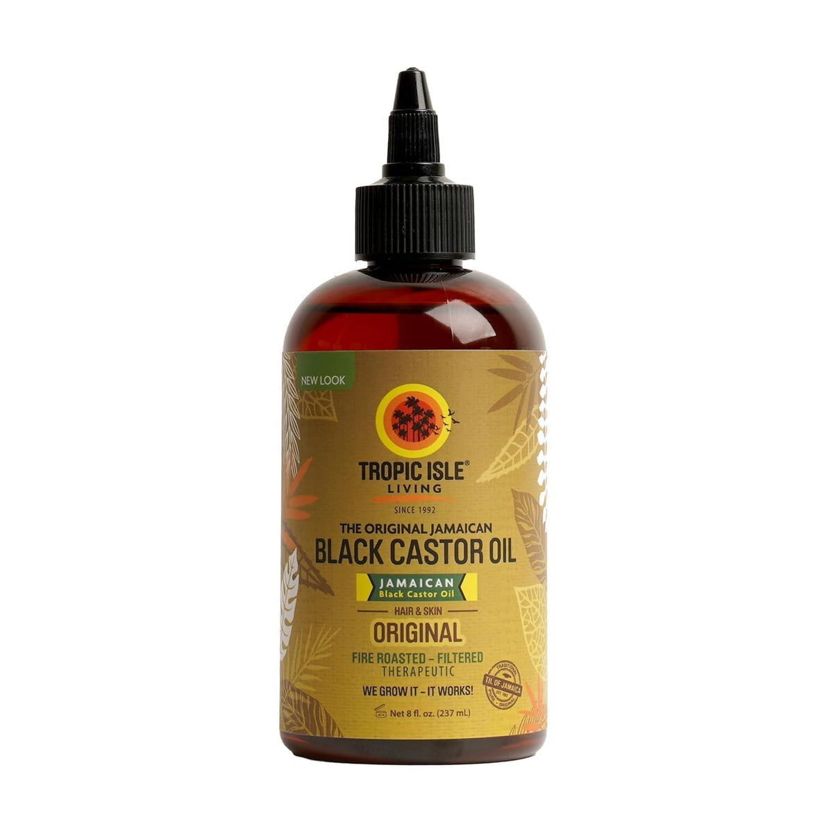 Tropic Isle Living Jamaican Black Castor Oil - Rich in Vitamin E, Omega Fatty Acids & Minerals - For Hair Growth Oil, Skin Conditioning, Eyebrows & Eyelashes, Scalp and Nail Care (PET) (8oz)
