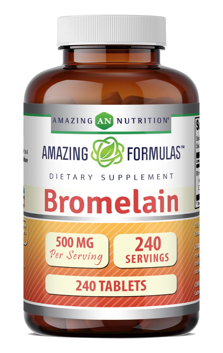 Amazing Formulas Bromelain 500 Mg - Tablets Supplement - Non-GMO - Gluten-Free - Made in USA (Pack of 1 - 240 Count)