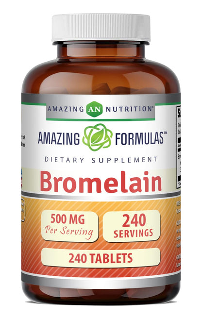 Amazing Formulas Bromelain 500 Mg - Tablets Supplement - Non-GMO - Gluten-Free - Made in USA (Pack of 1 - 240 Count)
