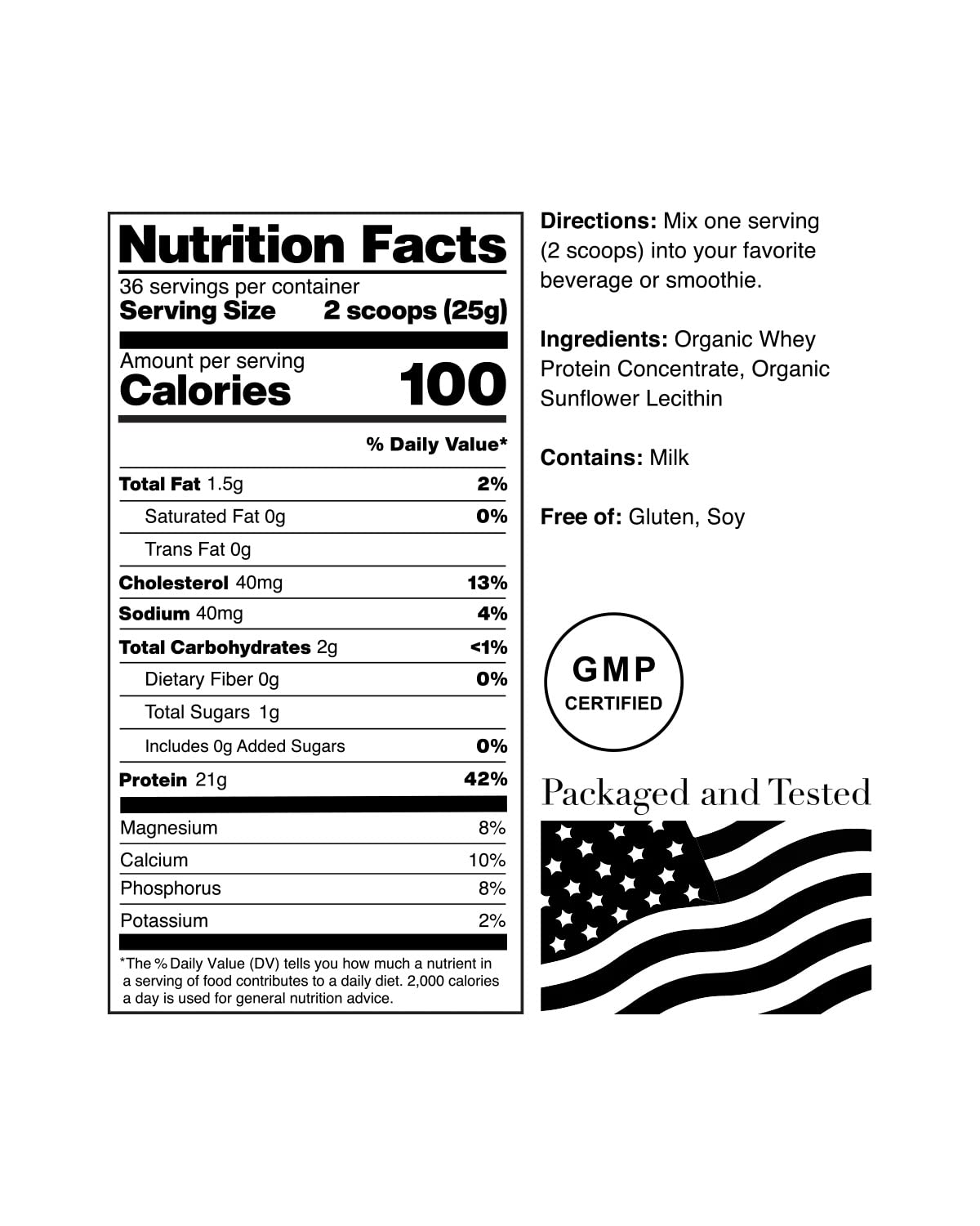 NorCal Organic Unflavored Whey Protein - 2lbs Bulk - 100% Grass-Fed, USDA Certified